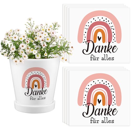 Faccito 8 Stück Aufkleber für Den Blumentopf Danke für Alles Blumentopf Aufkleber Dankeschön Aufkleber Regenbogen Danke Sticker Abschiedsgeschenk Kollege Erzieherin Lehrerin Geschenk von Faccito