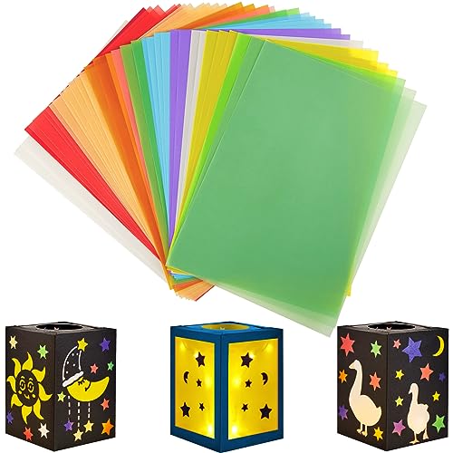 Faccito Transparentpapier für Laternen DIN A4 in 10 Bunten Farben 100 g pro Quadratmeter Pergamentpapier A4 Bedruckbare Architektenpapier Sankt Martin Lampionumzug Laternenlauf Basteln (40 Stück) von Faccito