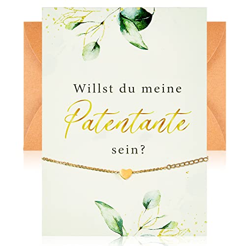 Patentante Fragen Geschenk Willst Du Meine Patentante Sein Karte mit Umschlag und Verstellbares Herz Armband Antragskarte für Patentante Babyparty Geburtstag Party Mädchen Jungen von Faccito