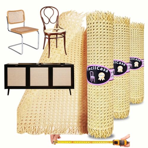 FacilCasa Cane Webbing Rattan Roll, cm cm 180x45 Rattan Geflecht Natürliches Rattan Gurtband für Caning-Projekte, für die Restaurierung von Thonet-Stühlen, Rattan Webbing Heimwerker Möbel von FacilCasa