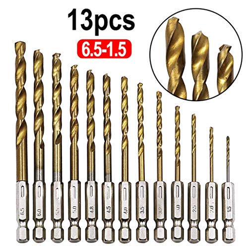 13 TEILE/SATZ 1 5-6 5 MM HSS Schnellarbeitsstahl Für Titanbeschichtete 1/4 Sechskantschaftbohrer von FackLOxc