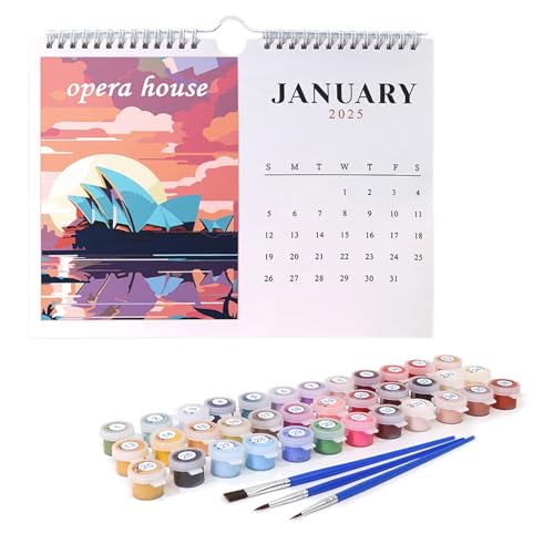 2025 Hanging Calendar Nation Landschaft Wandkalender Handbemalte Kalender Mit Pinsel Und Acrylfarbe Für Die Schule von FackLOxc