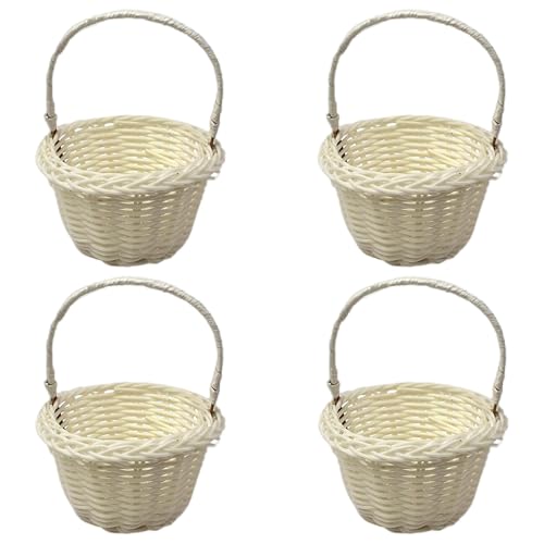 4 Stück handgewebte Blumenkörbe, künstliches Rattan, Handkörbe für Zuhause und Hochzeit von FackLOxc