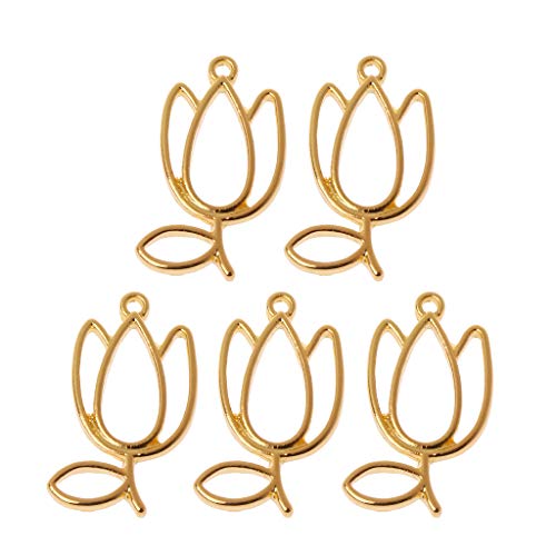 5 PCs Tulips Blumenmetall Rahmen Blind Rahmen Offene Lünette Einstellung Harzrahmen Für W/Loop Für Armbandschmuck Makin von FackLOxc