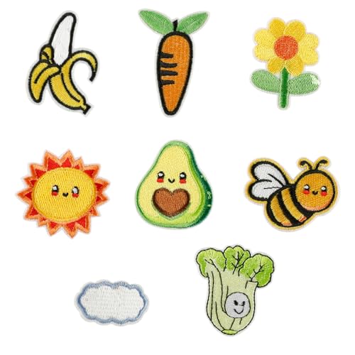 8 Stück Blumen-Stickerei-Flicken Bienen zum Aufbügeln bestickte Flicken Reparaturflicken Banane Nähen Patches 8 Stück Blumen-Stickerei-Flicken Bienen zum Aufbügeln bestickte Flicken Reparaturflicken Banane Nähen Patches von FackLOxc