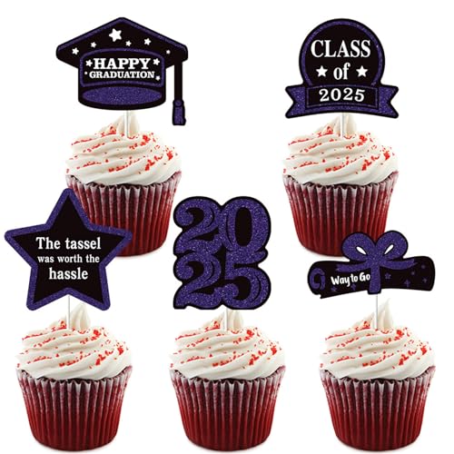 Cupcake-Aufsätze, Kuchendekoration, Abschlussfeier, Kuchenzubehör, Papierstruktur für Partys, Feiern, 5 Stück Cupcake-Aufsätze, Kuchendekoration, Abschlussfeier, Kuchenzubehör, Papierstruktur für Partys, Feiern, 5 Stück von FackLOxc