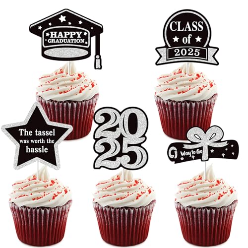 Cupcake-Aufsätze, Kuchendekoration, Abschlussfeier, Kuchenzubehör, Papierstruktur für Partys, Feiern, 5 Stück Cupcake-Aufsätze, Kuchendekoration, Abschlussfeier, Kuchenzubehör, Papierstruktur für Partys, Feiern, 5 Stück von FackLOxc