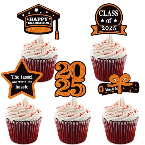 Cupcake-Aufsätze, Kuchendekoration, Abschlussfeier, Kuchenzubehör, Papierstruktur für Partys, Feiern, 5 Stück Cupcake-Aufsätze, Kuchendekoration, Abschlussfeier, Kuchenzubehör, Papierstruktur für Partys, Feiern, 5 Stück von FackLOxc