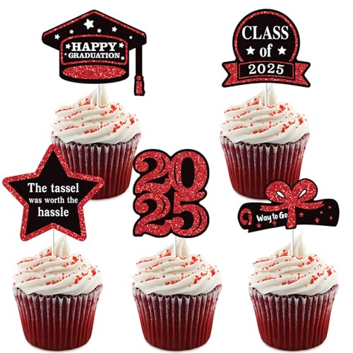 Cupcake-Aufsätze, Kuchendekoration, Abschlussfeier, Kuchenzubehör, Papierstruktur für Partys, Feiern, 5 Stück Cupcake-Aufsätze, Kuchendekoration, Abschlussfeier, Kuchenzubehör, Papierstruktur für Partys, Feiern, 5 Stück von FackLOxc