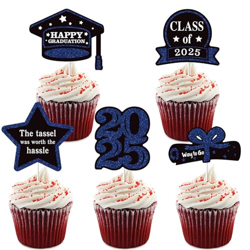 Cupcake-Aufsätze, Kuchendekoration, Abschlussfeier, Kuchenzubehör, Papierstruktur für Partys, Feiern, 5 Stück Cupcake-Aufsätze, Kuchendekoration, Abschlussfeier, Kuchenzubehör, Papierstruktur für Partys, Feiern, 5 Stück von FackLOxc