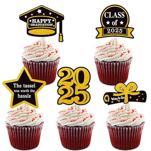 Cupcake-Aufsätze, Kuchendekoration, Abschlussfeier, Kuchenzubehör, Papierstruktur für Partys, Feiern, 5 Stück Cupcake-Aufsätze, Kuchendekoration, Abschlussfeier, Kuchenzubehör, Papierstruktur für Partys, Feiern, 5 Stück von FackLOxc