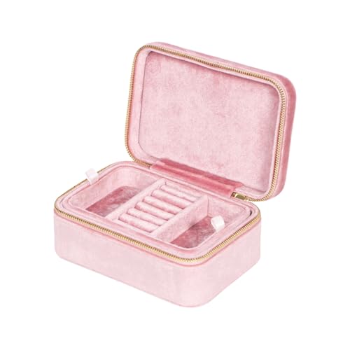 FackLOxc Stilvolle Schmuckschatulle Doppellagig Für Reisen Ringe Box Weicher Samt Elegante Schmuckschatulle Für Damen Accessoires von FackLOxc