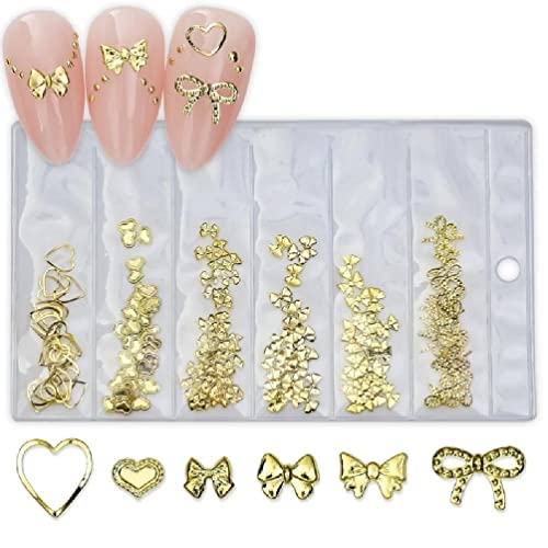 Nail Art Decals 3D Metall Nagel Nieten Design Dekor 6Gitter Nail Art Charms Dekoration Zubehör Herz Bogen Nail Art Juwelen von FackLOxc