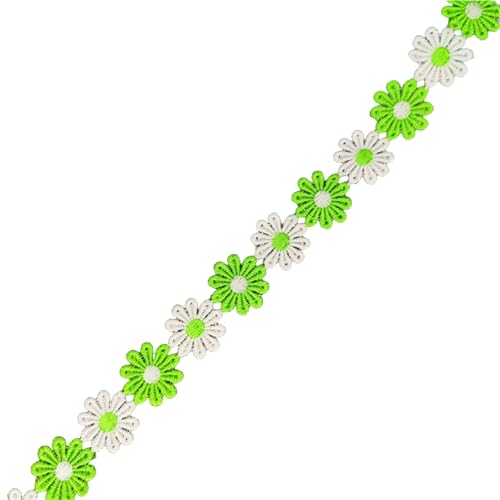 Spitzenband mit Blumenverzierung, bestickt, 25 mm breit, bestickte Applikation für Kleidung, Dekoration, 12,7 m von FackLOxc