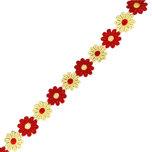 Spitzenband mit Blumenverzierung, bestickt, 25 mm breit, bestickte Applikation für Kleidung, Dekoration, 12,7 m von FackLOxc