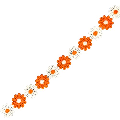 Spitzenband mit Blumenverzierung, bestickt, 25 mm breit, bestickte Applikation für Kleidung, Dekoration, 12,7 m von FackLOxc