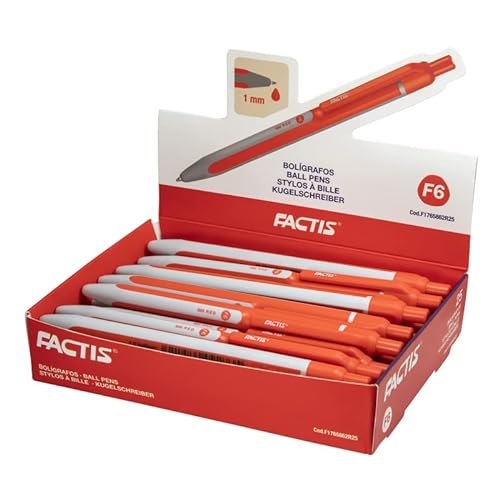 Display-Kugelschreiber, 25 Stück, Rot F6, Serie S20 FACTIS® von Factis