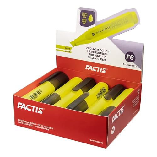 FACTIS® Präsentationsbox, 12 Stück, fluoreszierend, Gelb von Factis