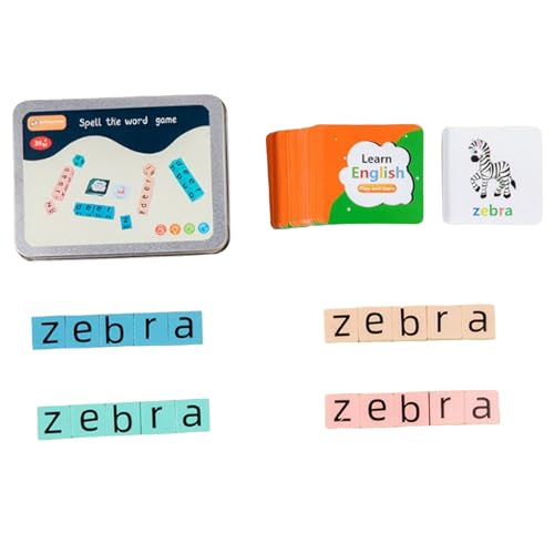 Factorys Holzkarte, Wort-Rechtschreib-, frühes Lernspielzeug, lustige Montessori-Spiele zur Erkennung englischer Buchstaben Wörter für die Vorschulaktivität von Baby (Blue, One Size) von Factorys
