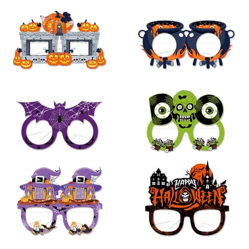 Factorys Papier Halloween Partybrillen für Kinder Erwachsene, Halloween Brille Party Zubehör Lustige Halloween Photo Booth Props für Halloween Gastgeschenke Kostüm (6pcs - A) von Factorys