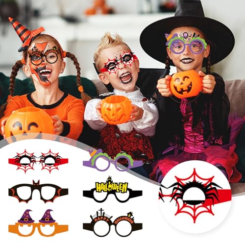 Factorys Papier Halloween Partybrillen für Kinder Erwachsene, Halloween Brille Partybrillen Party Zubehör Lustige Halloween Photo Booth Props für Halloween Gastgeschenke Kostüm (6pcs A) von Factorys