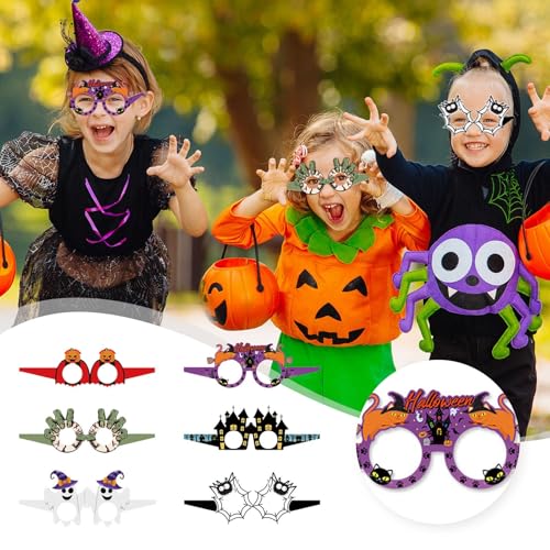 Factorys Papier Halloween Partybrillen für Kinder Erwachsene, Halloween Brille Partybrillen Party Zubehör Lustige Halloween Photo Booth Props für Halloween Gastgeschenke Kostüm (6pcs B) von Factorys