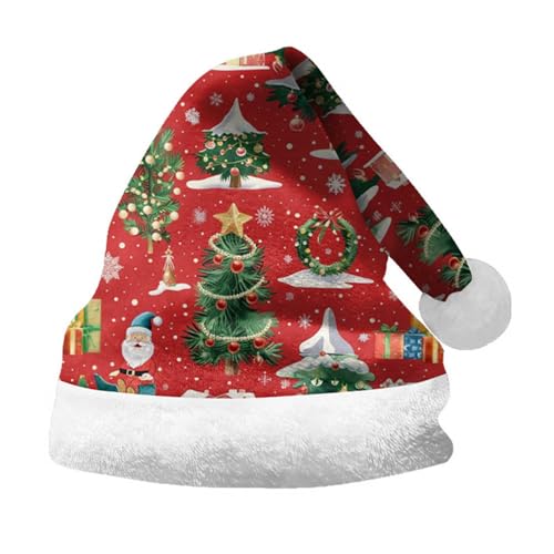 Factorys Weihnachtsmütze Kuschelweich Plüsch Weihnachtsmützen Warm Dicker Fellrand Santa Mütze Weihnachtsmann mütze für Kinder Erwachsene, Weihnachtsfeierdekor von Factorys