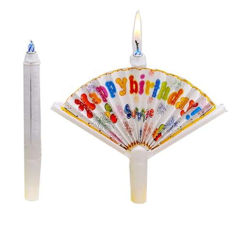 Factorys Wiederverwendbare Neuheit Fan Geburtstag Kerze Lustige Kinder Kuchen Dekoration Geburtstag Kerze Kuchen Wunsch Kerze (White, 14.7x1.7cm) von Factorys