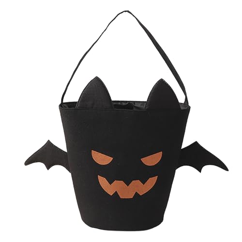 Halloween Fledermaus Süßigkeiten Eimer - Beutel zum Sammeln von Süßigkeiten Mini Halloween Deko, wiederverwendbare Filz-Süßes-oder-Saures-Geschenktüten für Partygeschenke für Kinder (Schwarz 2) von Factorys