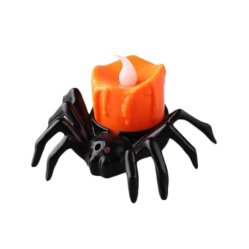 Halloween Kerzenhalter Deko Spinne Kerzenlampen Kunststoff Spinne Gießform Teelichthalter für Haus Halloween Deko Tischdeko (Schwarz) von Factorys