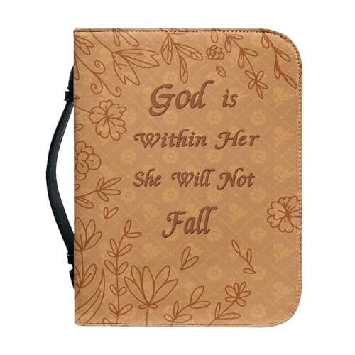 Facynde Bibelhülle Mit Griff, Braunes Leder, Tragetasche Leder Bible Covers Damen Blumen Bibeltasche Damen Tasche Bibel Buch Kirche Henkeltaschen von Facynde