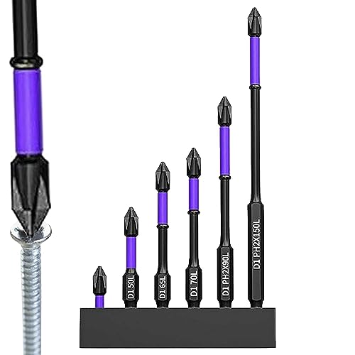 Facynde Magnetische Anti-Rutsch-Bohrer - 6-teiliges tragbares, Robustes magnetisches Bit-Set,Stoßfestes D1-Schlagschrauber-Bit-Set, Kreuzschlitz-Magnetkopf mit Aufbewahrungsbasis für Elektroschrauber von Facynde