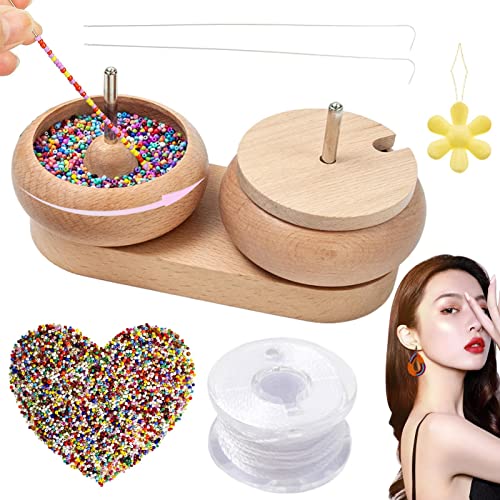 Facynde Seed Bead Spinner Bowl Kit - Perlenmaschine aus Holz für die Schmuckherstellung | Bead Bowl Loader Kit für Rocailles, Taillenperlen, Armbänder, Halsketten von Facynde