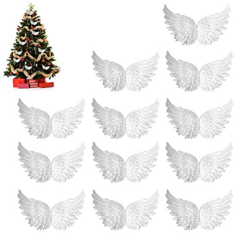 Facynde Weihnachtsengel Wings Ornament, Kleine Engels-Federn-Flügel-Verzierung, Ideal für Weihnachtsbaum-hängende Dekoration, zum Basteln, für Hochzeiten, Partys, Requisiten, Gedenkgeschenke von Facynde