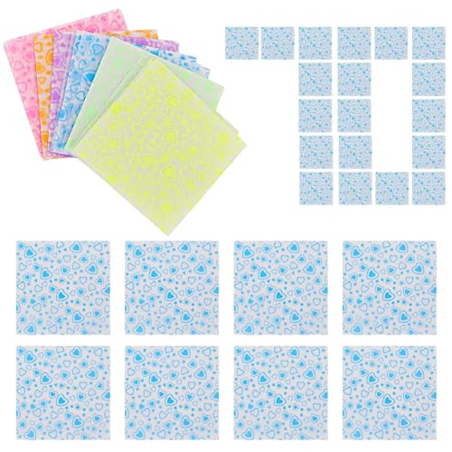 Kinder- -Faltpapier, Bastelfaltpapier, 70 Stück leuchtendes -Papier in verschiedenen Größen, 7 Farben, Herz-Design, Buntes Faltpapier, sicheres Kunstpapier für von Facynde