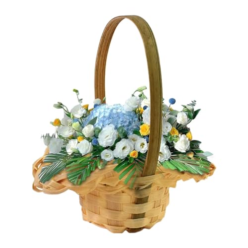 Korb für Blumen,Blumenmädchenkörbe, Hochzeitskorb leicht handgewebt für Hochzeit - Multifunktionaler tragbarer, eleganter Desktop-Behälter für Kleinigkeiten, Aufbewahrungskorb für Hochzeiten von Facynde