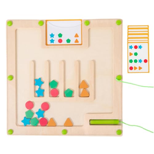 Magnetisches Farblabyrinth, Magnetfarb- und Zähllabyrinth,15 doppelseitige Karten Color Magnetic Maze | Formpassendes pädagogisches Lernbrett, Feinmotorikspielzeug für Kinder ab 3 Jahren von Facynde