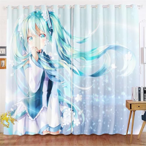 Fadaing Anime Verdunkelungsvorhänge Anime Mädchen Fantasy Blickdicht Vorhänge Cartoon Mädchen Manga Japanisch Verdunkelungsvorhang Für Schlafzimmer Kinderzimmer (100x140cm(BxH)/ 50x140cmx2,6) von Fadaing