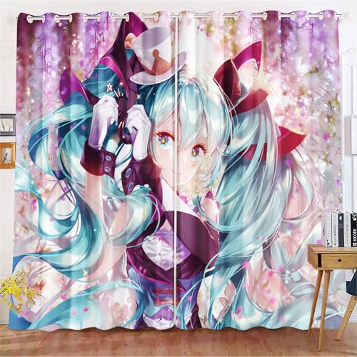 Fadaing Anime Verdunkelungsvorhänge Anime Mädchen Fantasy Blickdicht Vorhänge Cartoon Mädchen Manga Japanisch Verdunkelungsvorhang Für Schlafzimmer Kinderzimmer (150x166cm(BxH)/ 75x166cmx2,5) von Fadaing