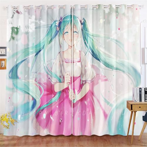 Fadaing Anime Verdunkelungsvorhänge Anime Mädchen Fantasy Blickdicht Vorhänge Cartoon Mädchen Manga Japanisch Verdunkelungsvorhang Für Schlafzimmer Kinderzimmer (183x160cm(BxH)/ 91.5x160cmx2,3) von Fadaing