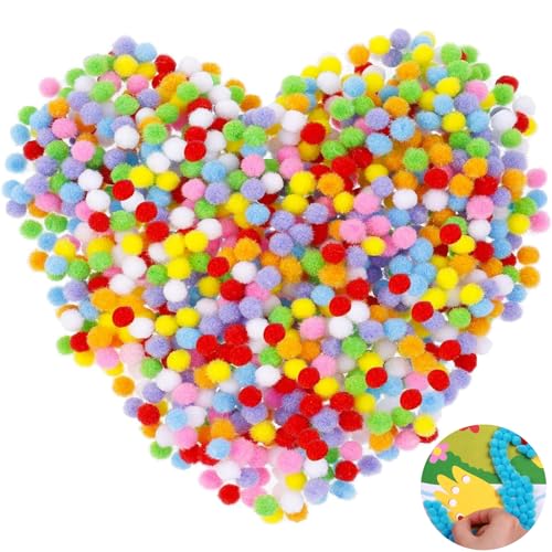 2000 Stück Pompons zum Basteln, 6 mm Bunte Mini Flauschigen Pompons Bälle Klein Bommel Filzkugeln für Handwerk Herstellung und DIY Kreativen Dekorationen Hobby Bedarf Haarschmuck Kleidung von Fadbuds