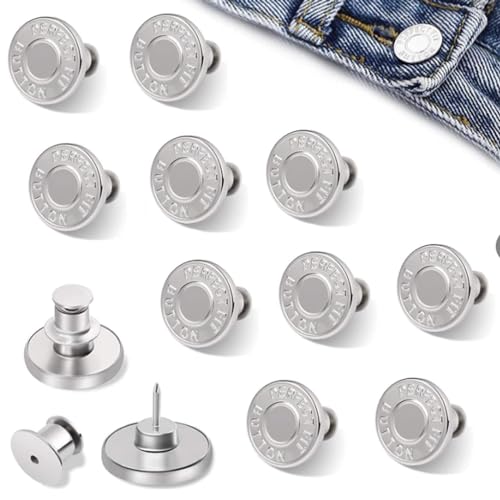 10 Stück Knöpfe für Jeans Ohne Nähen, verstellbare jeans knöpfe, Jeans-Knopf aus Metall Einfache Installation für Kleidung, Rock, Hose von Fadcaer