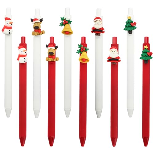 10 Stück Kugelschreiber Weihnachten Weihnachten Stifte Gel Ink Pen Lustige Kugelschreiber Weihnachten Schreibwaren Rollerball Kugelschreiber Weihnachtsmann Stift für Weihnachtsstrumpffüller von Fadcaer