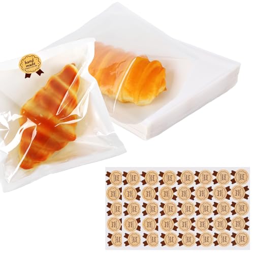 100 Stück Toastbeutel Kraftpapier Tüten Brottüten Papier mit Klarem Fenster Fettdichte Imprägniern Papiertüten für Lebensmittel Tüten aus Zellophan für Snacks, Mittagessen und Bäckertüte (weiß) von Fadcaer