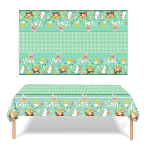 2 Stück Ostern Tischtuch, 137 * 274cm Osterei Party Plastik Tischdecke Rechteck Wasserdicht Ostern Tischdecken für Home Dining Ostern Kinder Erwachsene Party Supplies Tischdekoration von Fadcaer