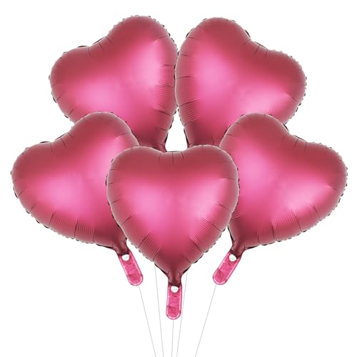 5 Stück Burgunderrot Herz Ballons für Mädchen Frauen,Folienballons mit Bändern,18 Zoll Herzform Heliumballons,Herzballons Luftballons Herzluftballons für Geburtstag Hochzeit Jahrestag Party Dekor von Fadcaer