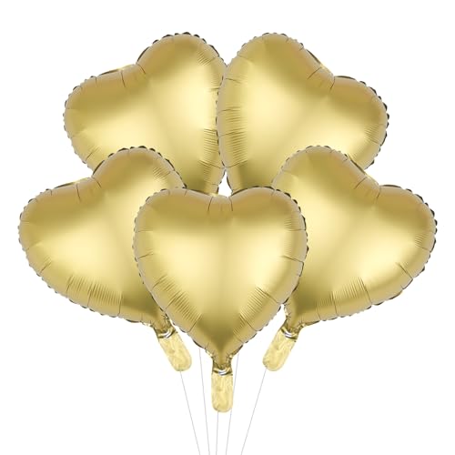 5 Stück Gold Herz Ballons für Mädchen Frauen,Folienballons mit Bändern,18 Zoll Herzform Heliumballons,Herzballons Luftballons Herzluftballons für Geburtstag Hochzeit Jahrestag Party Dekorationen von Fadcaer