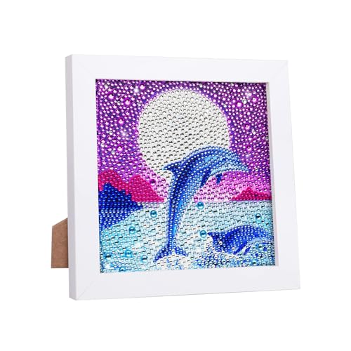 Diamond Art Painting Kits Delfine DIY Full Drill Crafts Painting 5D Animals Rhinestone Cross Stitch Art with Wooden Frame Mosaics Crystal Diamond Painting for Adults Kids Beginners Decorations Gift von Fadcaer