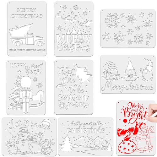 Malschablonen für Weihnachten, 9 Stück, Weihnachts-Schablone, wiederverwendbar, für Scrapbooking, Weihnachtskarten, DIY, Fenster und Wände, Weihnachtsdekoration von Fadcaer