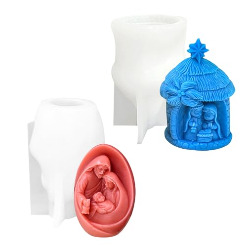 Ostern Epoxidharz Formen 2 Stück Jesus Kerzenform Silikon,Baby Jesus Familie Resin Kerzenformen zum Gießen DIY Wiederverwendbare Krippe Form für Feste Tische Startseite Handgemachtes Dekoration von Fadcaer